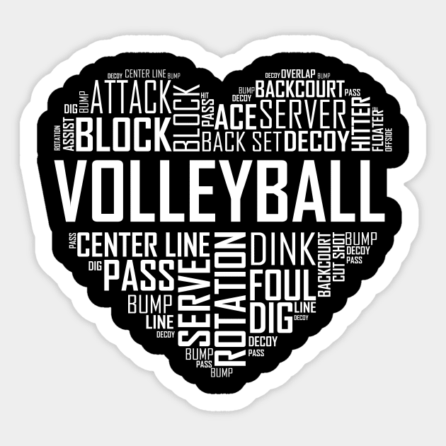 Love Volleyball Heart Sticker by LetsBeginDesigns